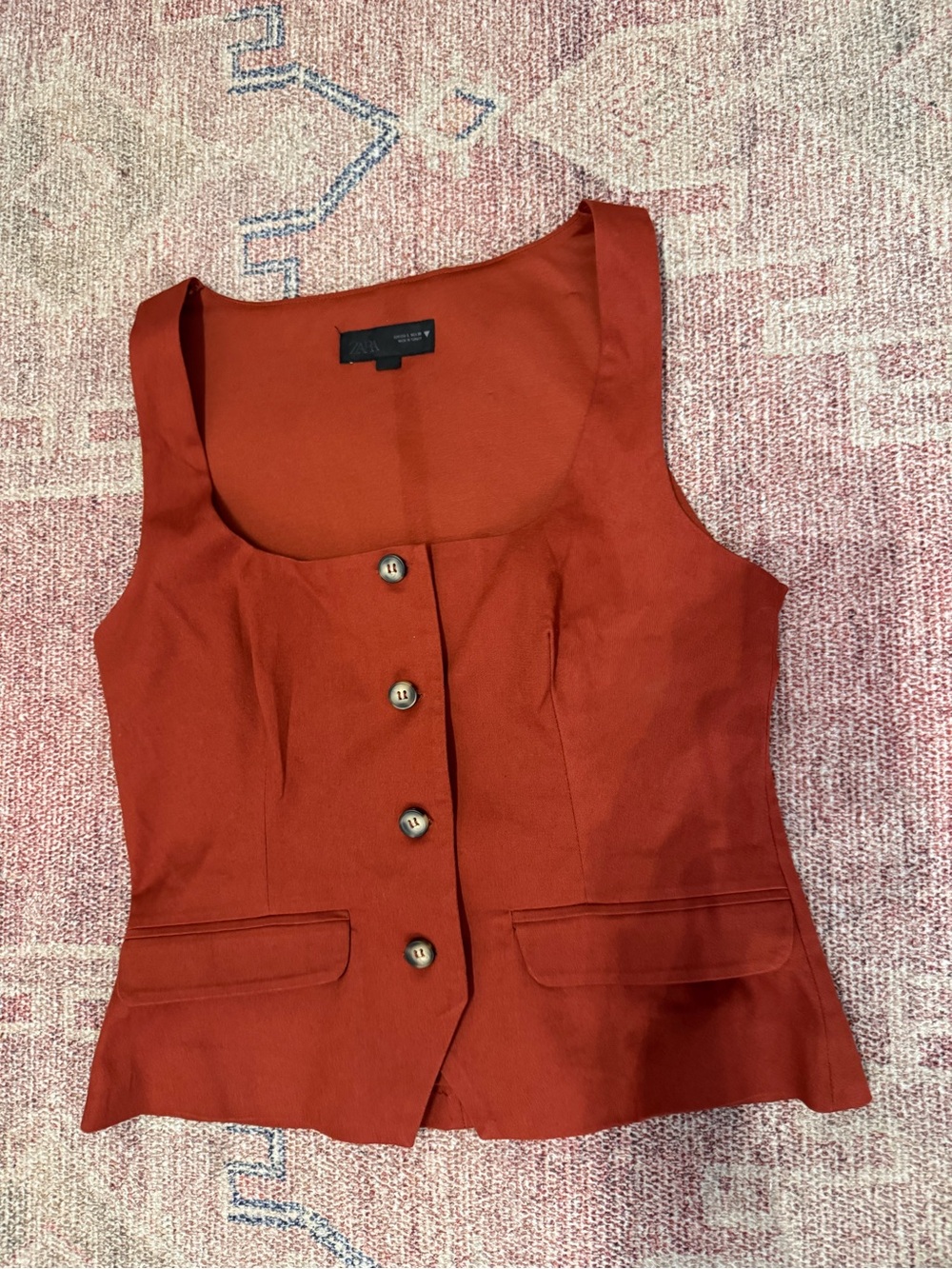 Zara square neck cotton stretch fitted vest size large NWOT